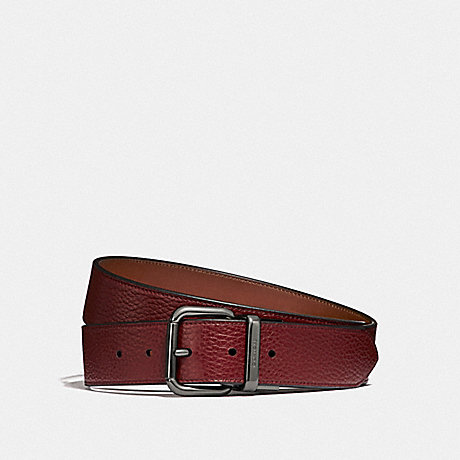 COACH F87091 JEANS BUCKLE CUT-TO-SIZE REVERSIBLE BELT RED CURRANT/SADDLE