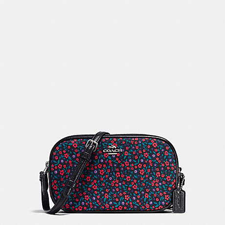 COACH F87094 CROSSBODY POUCH IN RANCH FLORAL PRINT NYLON BLACK-ANTIQUE-NICKEL/BRIGHT-RED