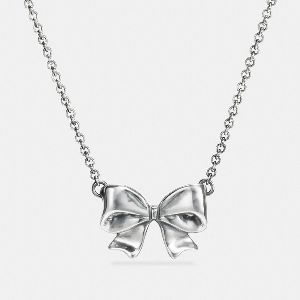 STERLING SILVER BOW NECKLACE - COACH f87140 - SILVER