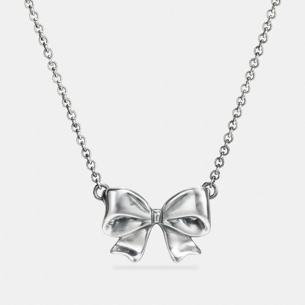 COACH f87140 STERLING SILVER BOW NECKLACE SILVER