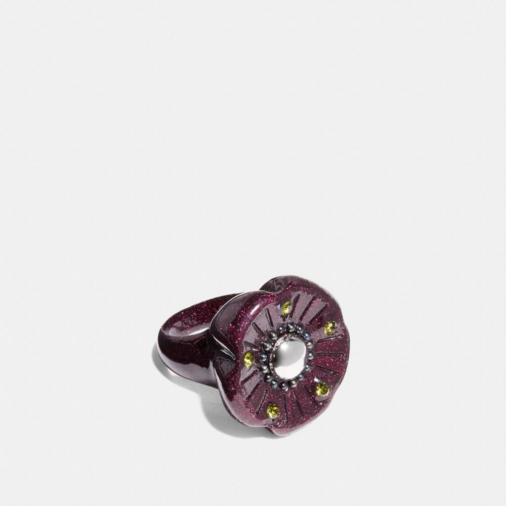 TEA ROSE LUCITE RING - F87156 - ROSE