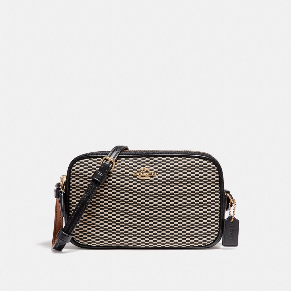 COACH CROSSBODY POUCH IN LEGACY JACQUARD - LIGHT GOLD/MILK - f87217