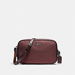 COACH CROSSBODY POUCH IN LEGACY JACQUARD - BLACK ANTIQUE NICKEL/OXBLOOD 1 - F87217