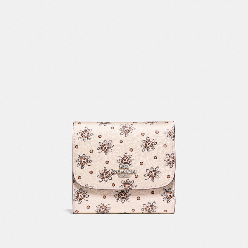 SMALL WALLET IN FOREST BUD PRINT COATED CANVAS - f87223 - SILVER/CHALK MULTI