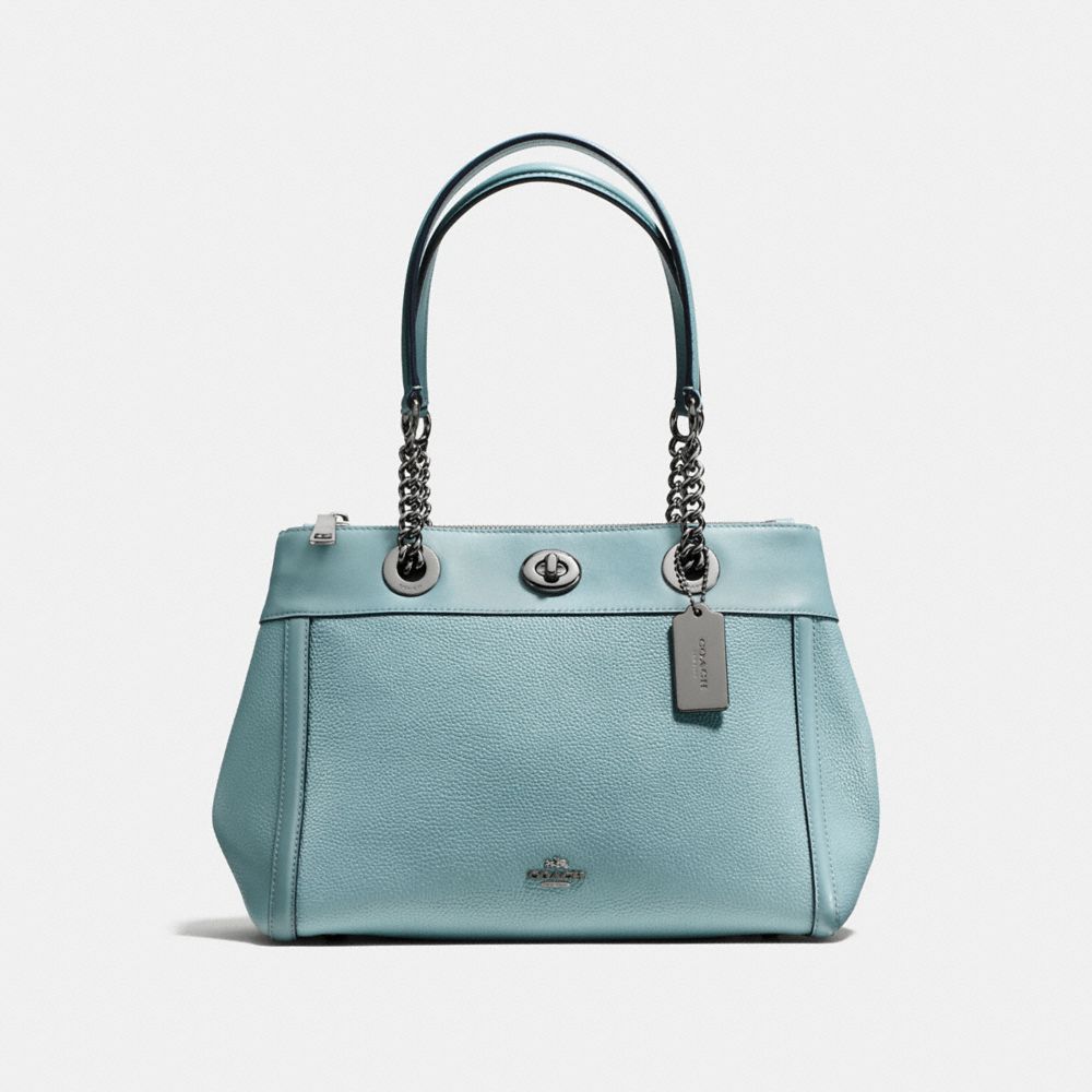 COACH TURNLOCK EDIE CARRYALL - DARK GUNMETAL/CLOUD - f87239