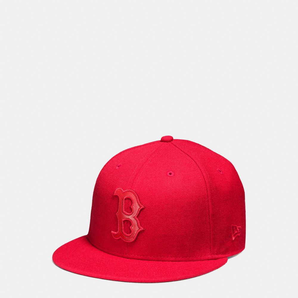 COACH F87250 MLB FLAT BRIM HAT BOS-RED-SOX