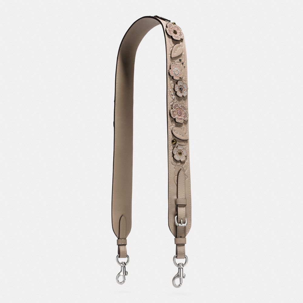 NOVELTY STRAP WITH PAINTED TEA ROSE TOOLING - STONE/LIGHT ANTIQUE NICKEL - COACH F87323