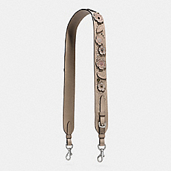 NOVELTY STRAP WITH PAINTED TEA ROSE TOOLING - F87323 - STONE/LIGHT ANTIQUE NICKEL