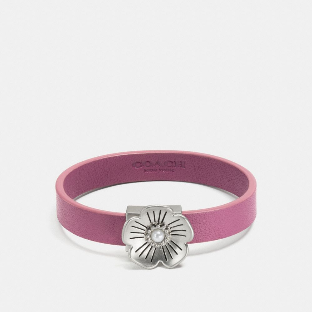 TEA ROSE LEATHER BRACELET - F87346 - PRIMROSE/SILVER