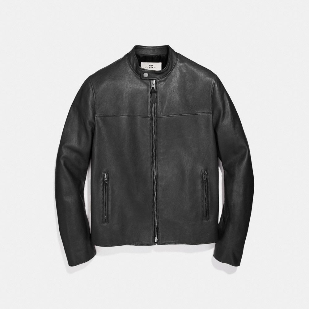 LEATHER RACER JACKET - f87432 - BLACK