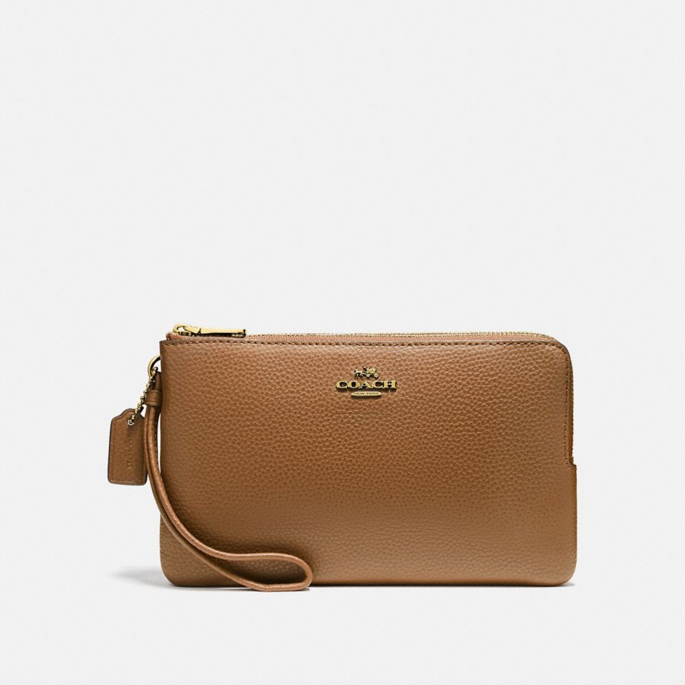 DOUBLE ZIP WALLET - LIGHT SADDLE/IMITATION GOLD - COACH F87587