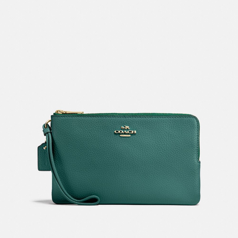 DOUBLE ZIP WALLET - DARK TURQUOISE/LIGHT GOLD - COACH F87587