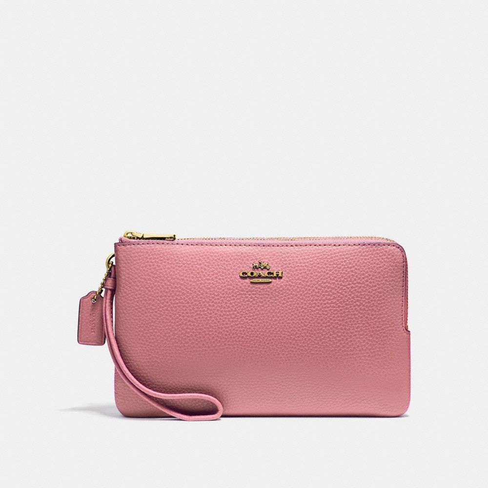 DOUBLE ZIP WALLET - VINTAGE PINK/IMITATION GOLD - COACH F87587