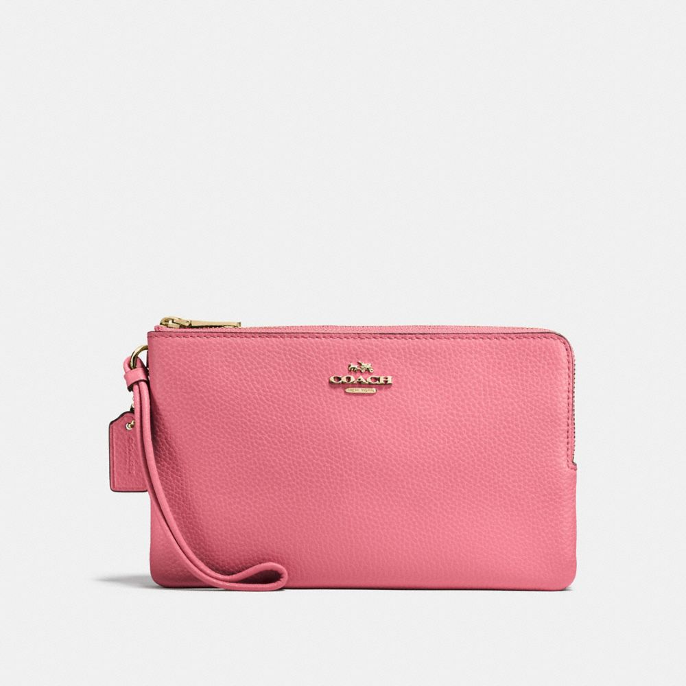 COACH DOUBLE ZIP WALLET - PEONY/light gold - f87587