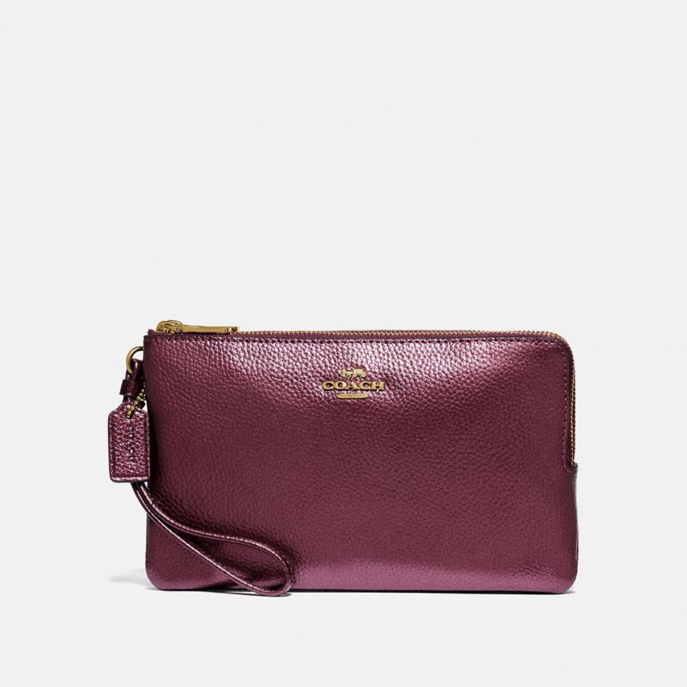 COACH F87587 Double Zip Wallet IM/METALLIC WINE