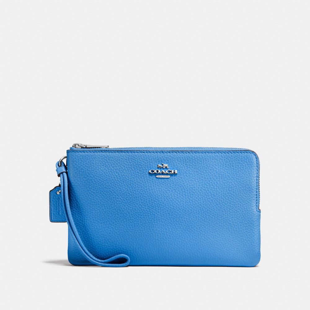 DOUBLE ZIP WALLET - BRIGHT BLUE/SILVER - COACH F87587