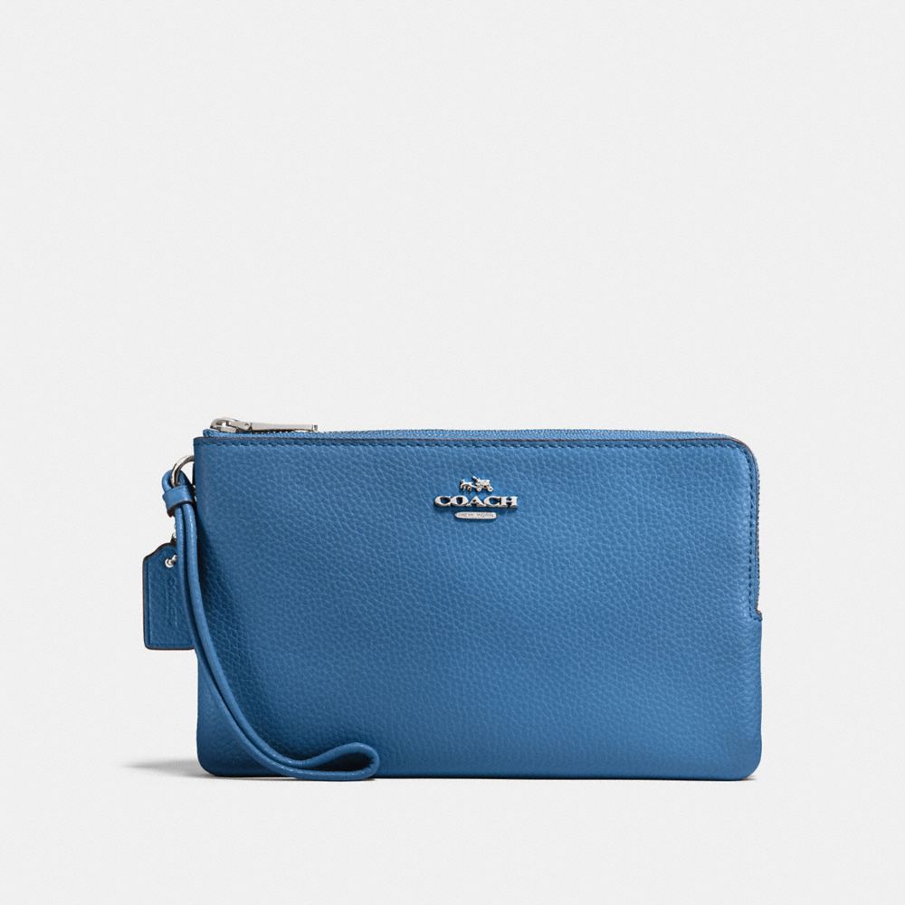 COACH F87587 DOUBLE ZIP WALLET SKY-BLUE/SILVER