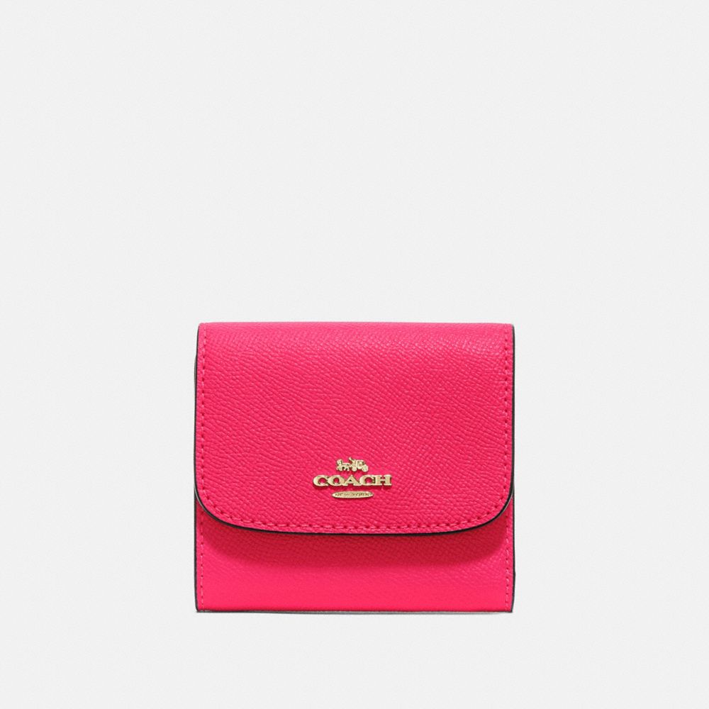 COACH F87588 - SMALL WALLET NEON PINK/LIGHT GOLD