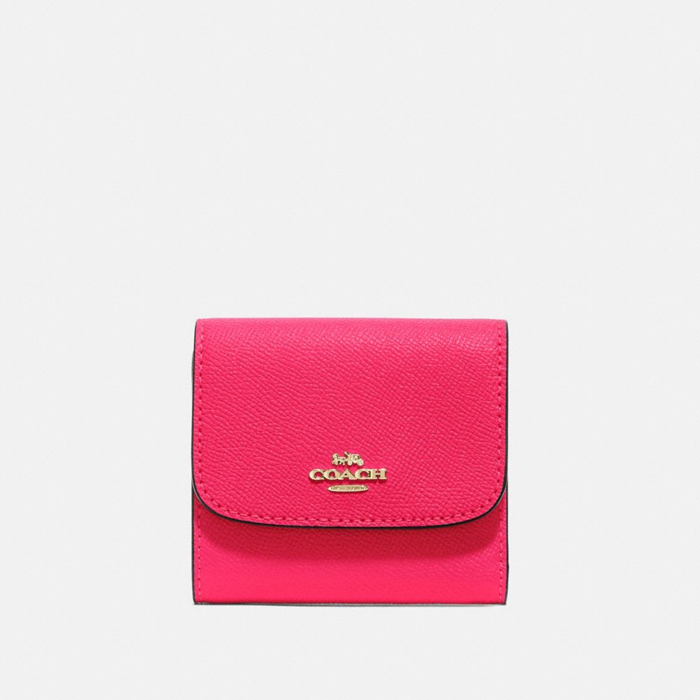 COACH F87588 SMALL WALLET NEON PINK/LIGHT GOLD