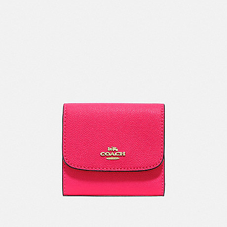 COACH F87588 SMALL WALLET NEON PINK/LIGHT GOLD