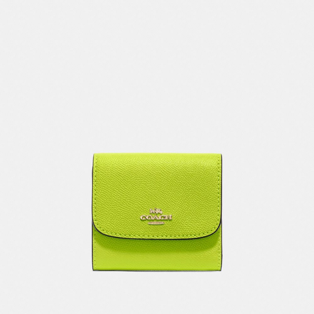 COACH F87588 SMALL WALLET NEON YELLOW/LIGHT GOLD