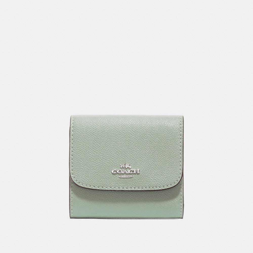 COACH F87588 SMALL WALLET PALE GREEN/SILVER