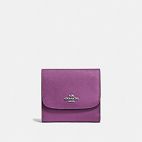 COACH f87588 SMALL WALLET IN CROSSGRAIN LEATHER SILVER/MAUVE