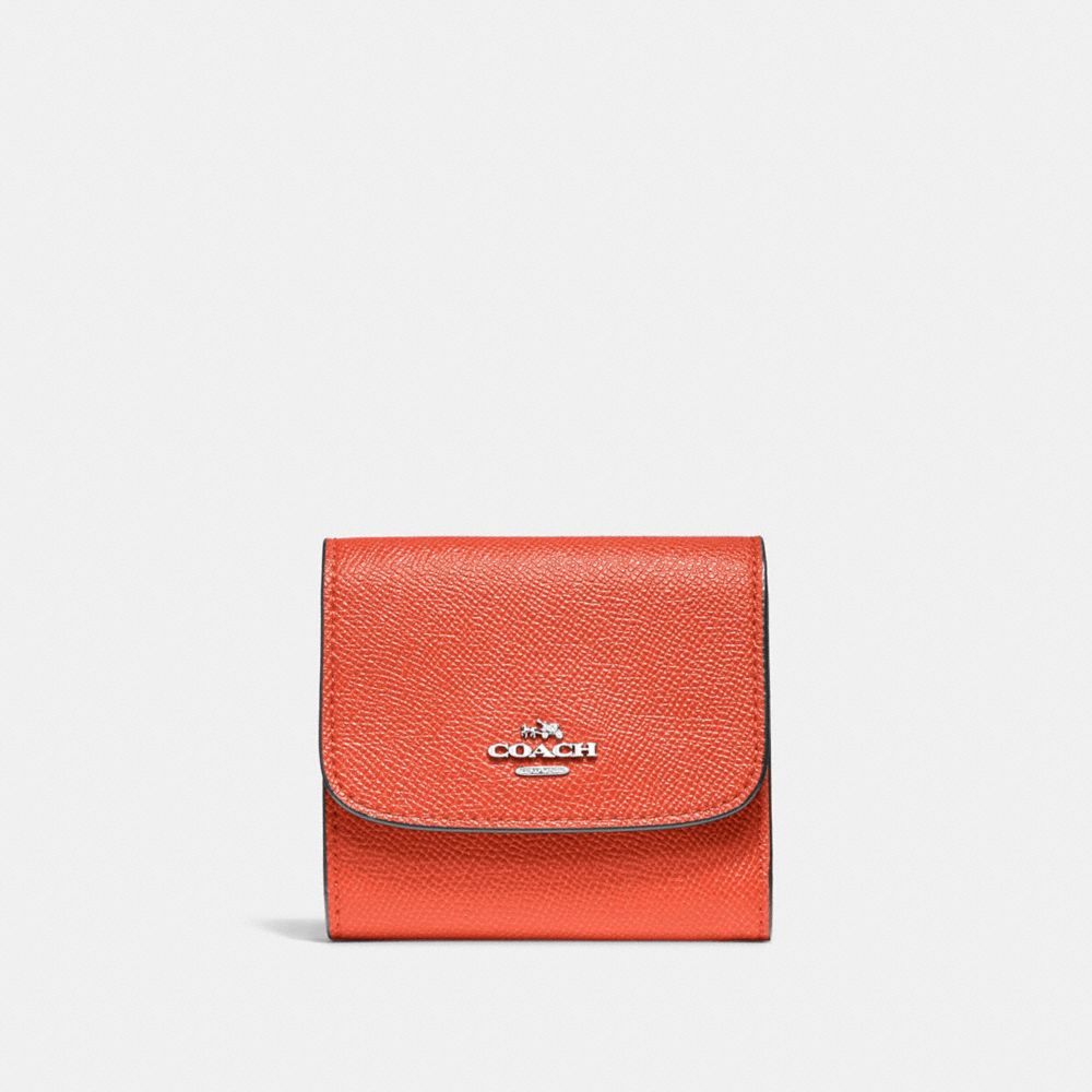 COACH F87588 SMALL WALLET ORANGE-RED/SILVER