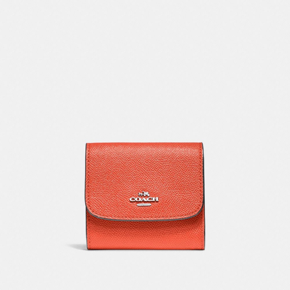 COACH f87588 SMALL WALLET ORANGE RED/SILVER