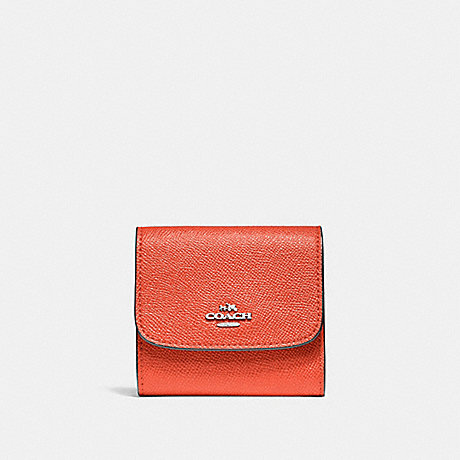 COACH f87588 SMALL WALLET ORANGE RED/SILVER