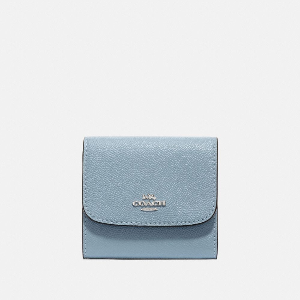 COACH F87588 SMALL WALLET SILVER/PALE BLUE