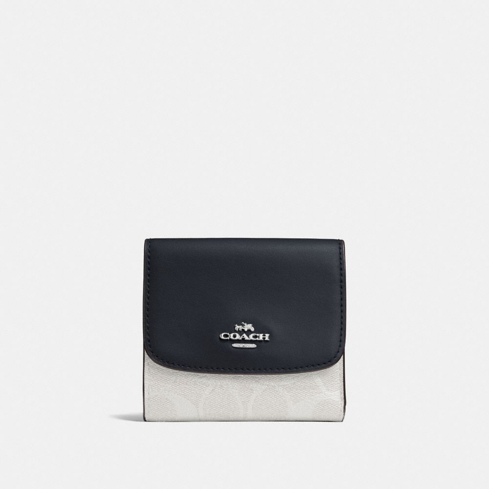 COACH F87589 Small Wallet In Signature Canvas CHALK/MIDNIGHT/SILVER