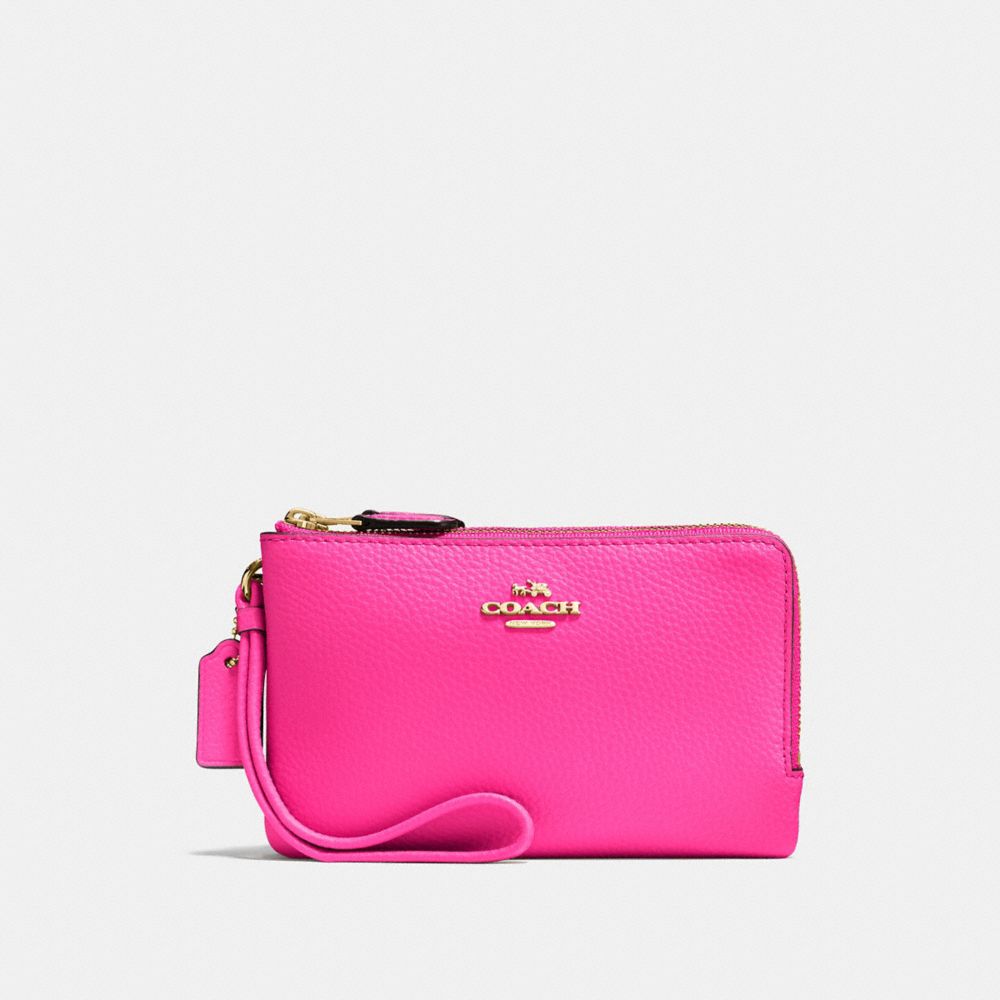 COACH F87590 DOUBLE CORNER ZIP WRISTLET PINK-RUBY/GOLD