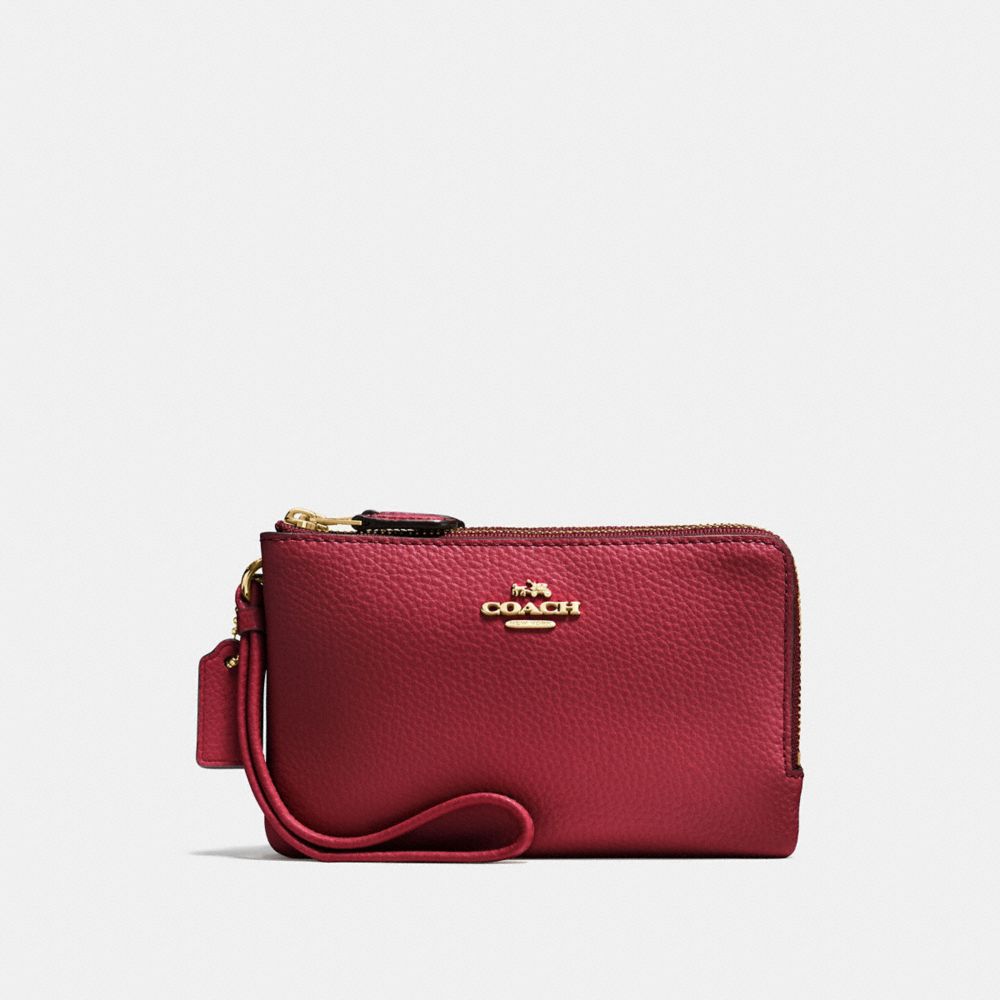 DOUBLE CORNER ZIP WRISTLET - F87590 - CHERRY /LIGHT GOLD