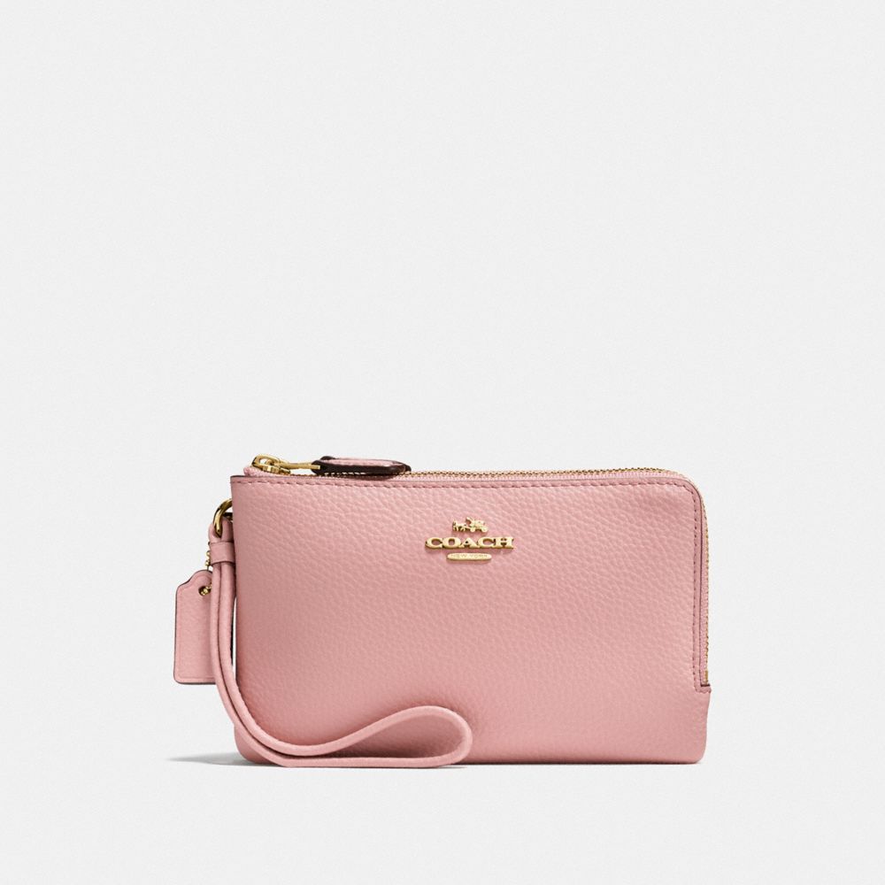 COACH F87590 DOUBLE CORNER ZIP WRISTLET IM/PINK-PETAL