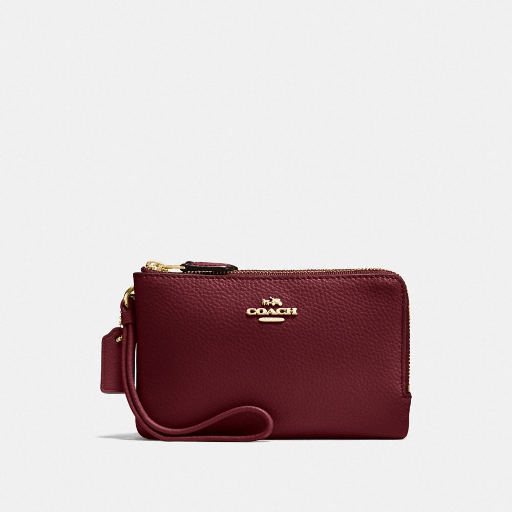 COACH F87590 DOUBLE CORNER ZIP WRISTLET IM/WINE