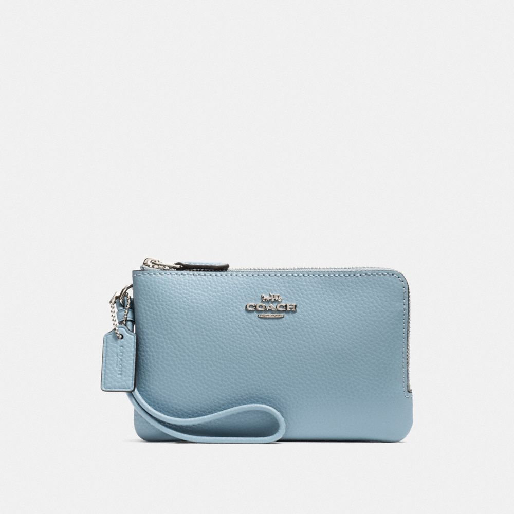 DOUBLE CORNER ZIP WRISTLET - CORNFLOWER/SILVER - COACH F87590