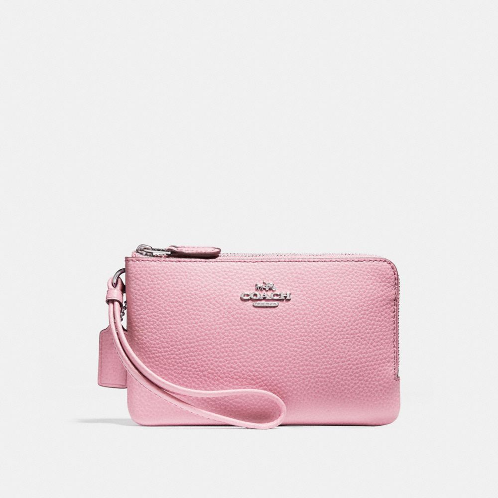 COACH DOUBLE CORNER ZIP WRISTLET - SILVER/BLUSH 2 - f87590