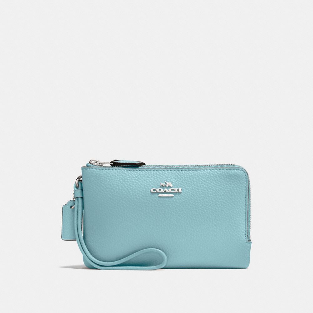 DOUBLE CORNER ZIP WRISTLET - CLOUD/SILVER - COACH F87590