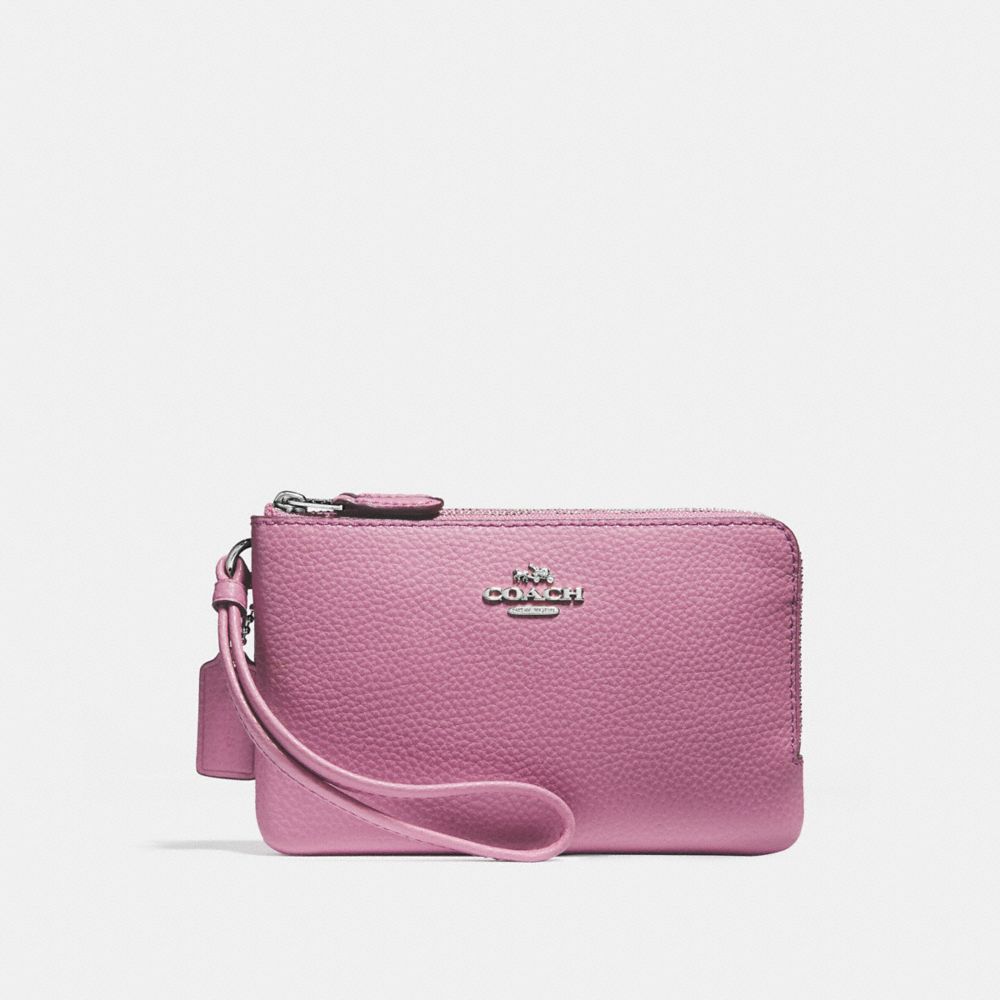 DOUBLE CORNER ZIP WRISTLET - AZALEA/SILVER - COACH F87590