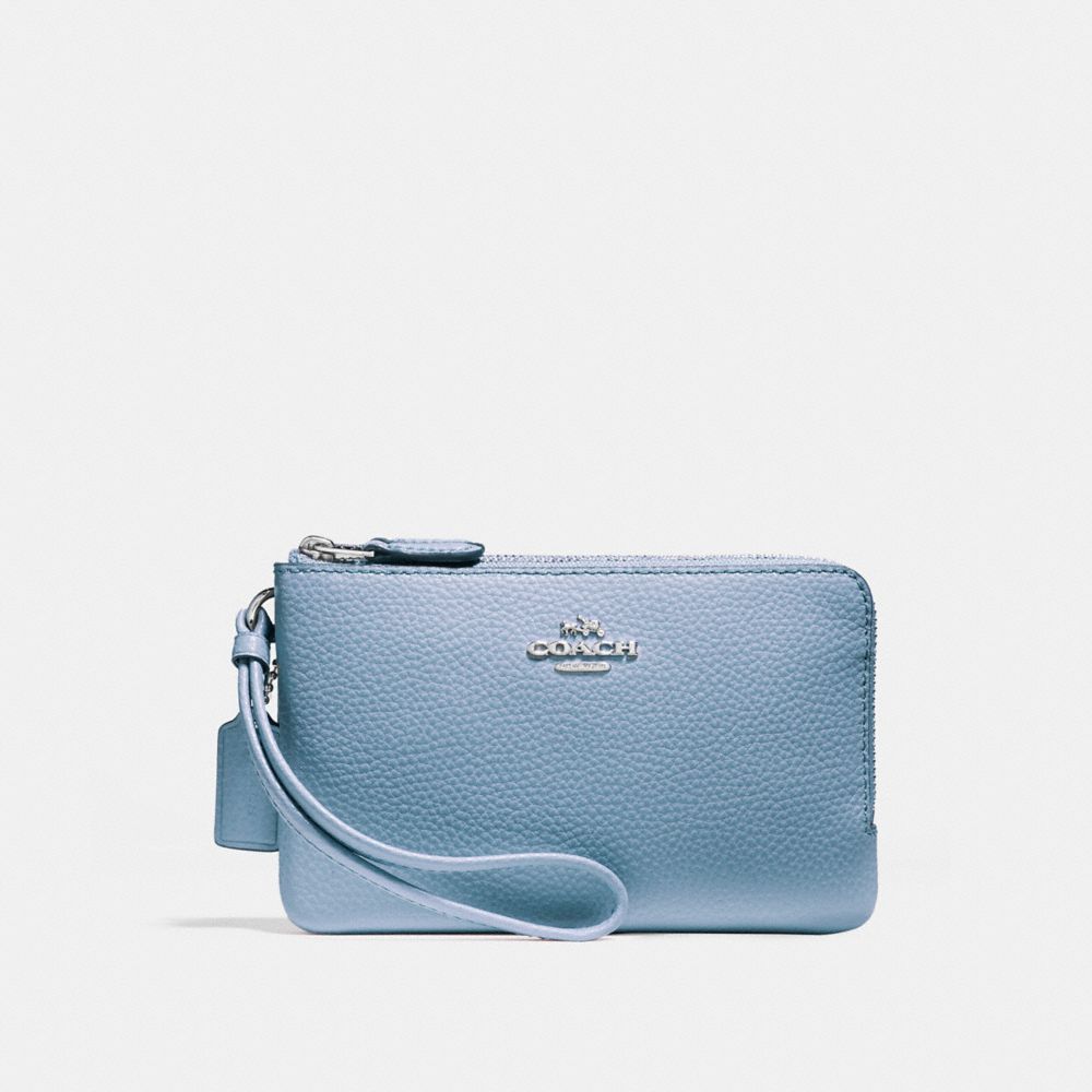 DOUBLE CORNER ZIP WRISTLET - SILVER/POOL - COACH F87590