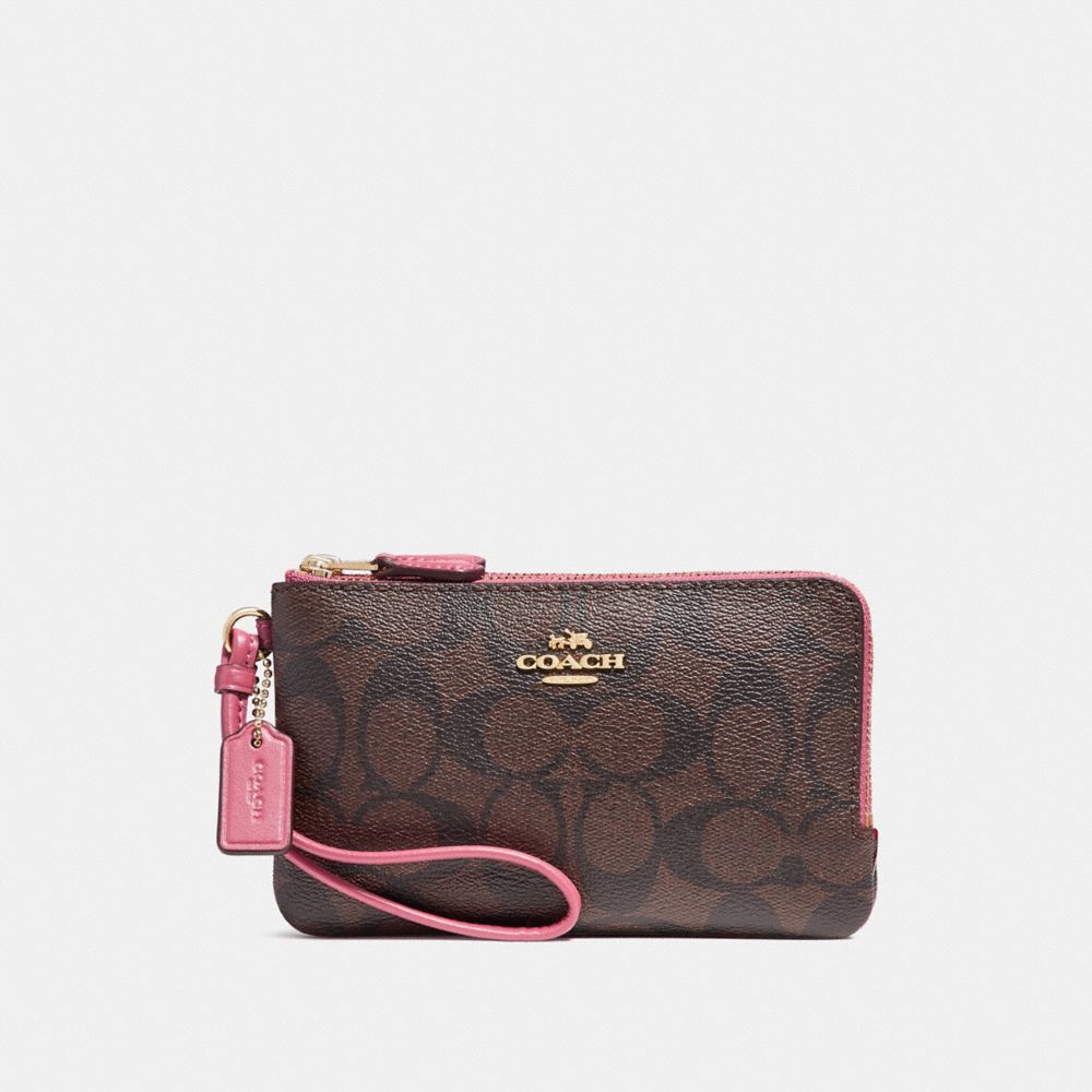 DOUBLE CORNER ZIP WRISTLET - LIGHT GOLD/BROWN ROUGE - COACH F87591