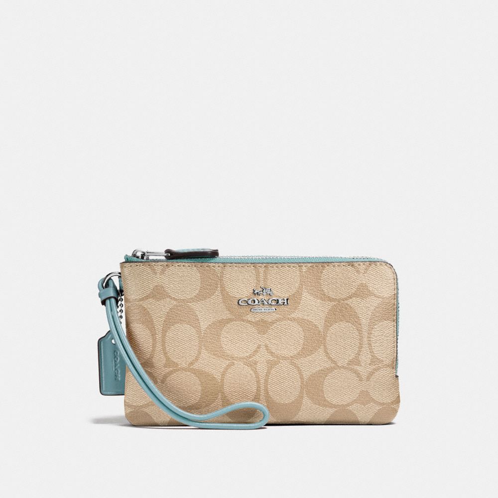 DOUBLE CORNER ZIP WRISTLET IN SIGNATURE CANVAS - SVNKA - COACH F87591