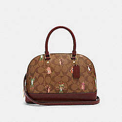 MINI SIERRA SATCHEL IN SIGNATURE CANVAS WITH PARTY ANIMALS PRINT - IM/KHAKI PINK MULTI - COACH F87661