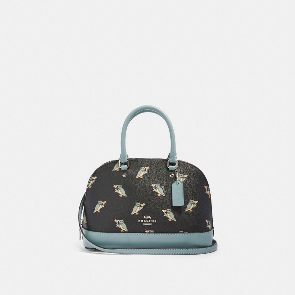 MINI SIERRA SATCHEL WITH PARTY OWL PRINT - SV/BLACK MULTI - COACH F87663