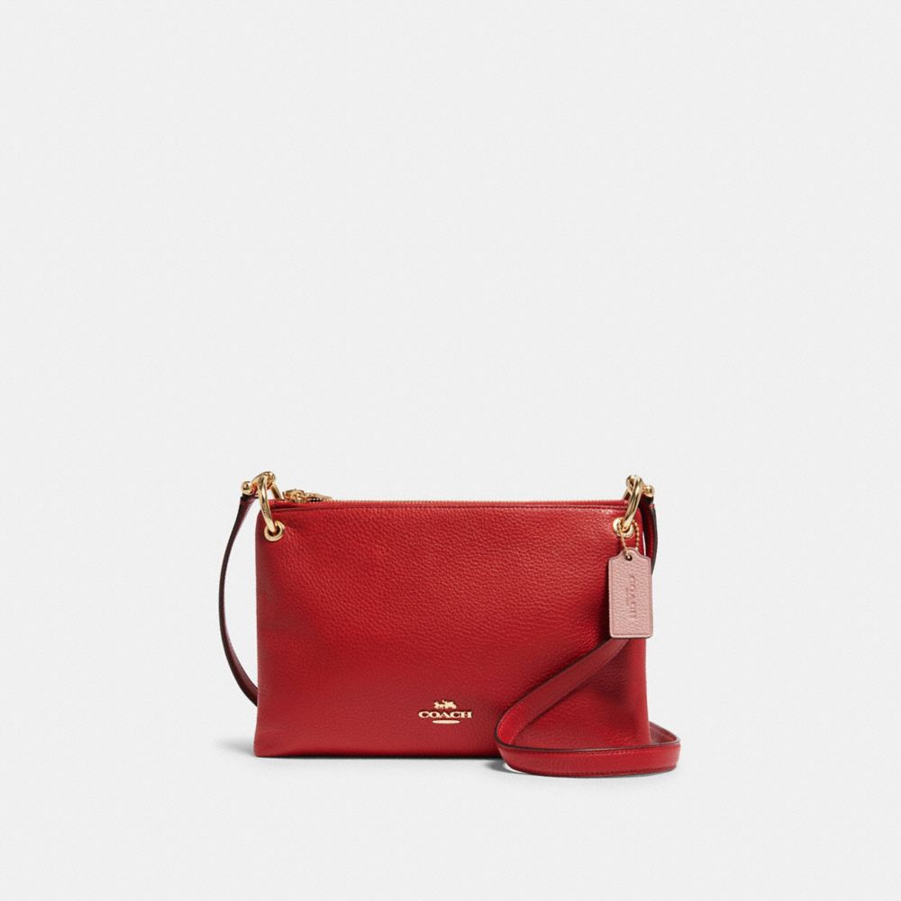 MIA CROSSBODY IN COLORBLOCK SIGNATURE CANVAS - F87680 - IM/TRUE RED MULTI