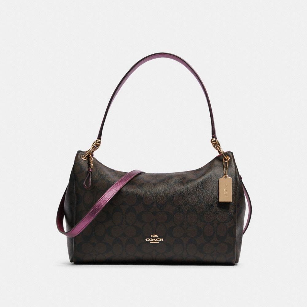 MIA SHOULDER BAG IN SIGNATURE CANVAS - IM/BROWN METALLIC BERRY - COACH F87703