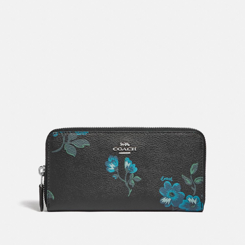 COACH F87715 - ACCORDION ZIP WALLET WITH VICTORIAN FLORAL PRINT SV/BLUE BLACK MULTI