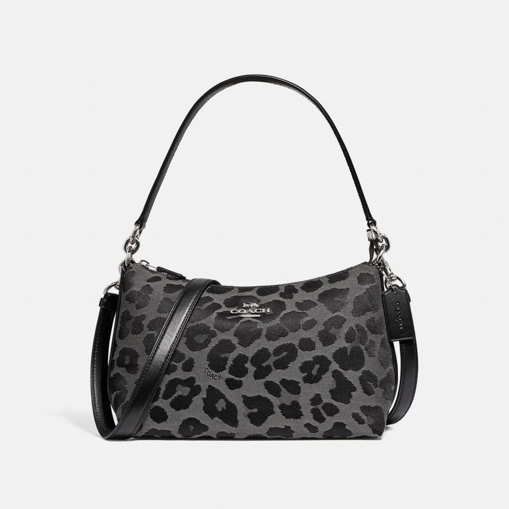 COACH LEWIS SHOULDER BAG WITH LEOPARD PRINT - SV/GREY - F87756