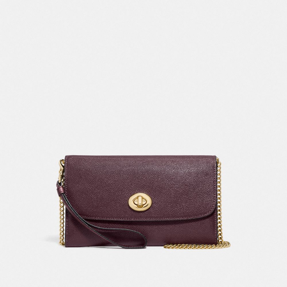 COACH F87763 CHAIN CROSSBODY IM/RASPBERRY/METALLIC WINE